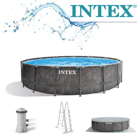 Bazén Intex Prism Frame Greywood 457 x 122 cm 